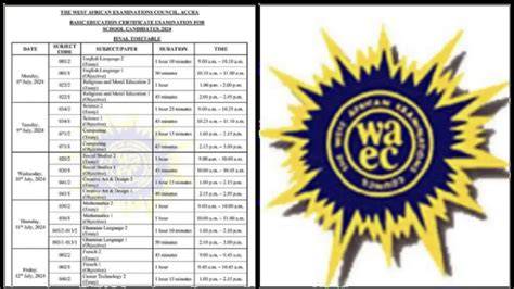 waec bece 2014 timetable