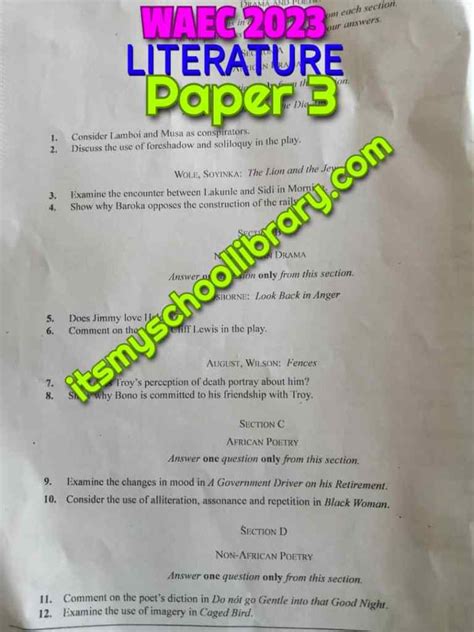 Download Waec Literature Paper 3 