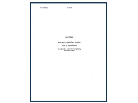 Waitress Script Musical