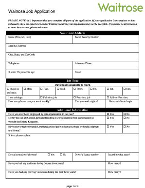 Waitrose Job Application Answers