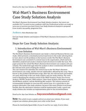 Wal Mart Case Study Answers
