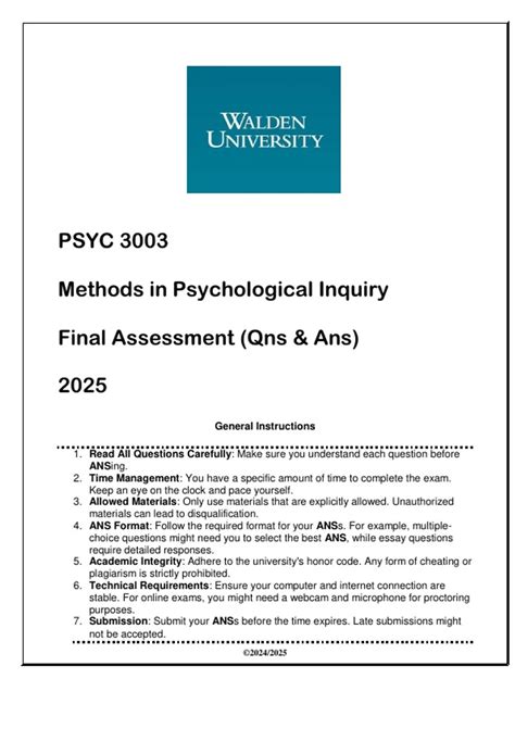 Walden University Catalog 3003 Methods In Psyc Inquiry