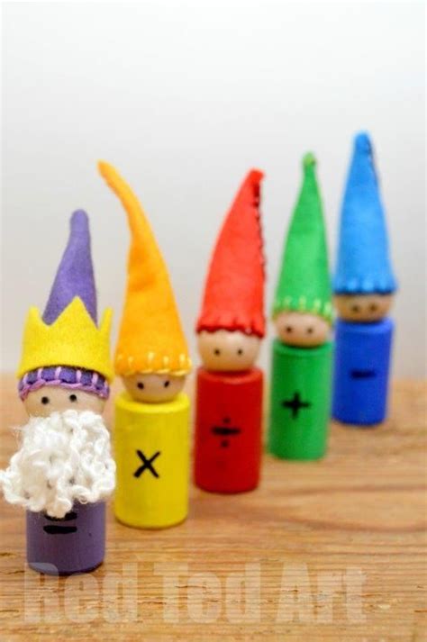 Waldorf Math Gnomes Red Ted Art Kids Crafts Basic Math Hats - Basic Math Hats