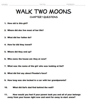 Read Online Walk Two Moons Chapter Questions 