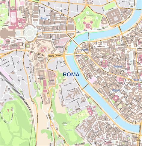 Wall Map Of Rome Italy