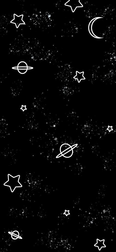Walpaper Hitam  Black Wallpaper With Stars And Leaves Background Wallpaper - Walpaper Hitam