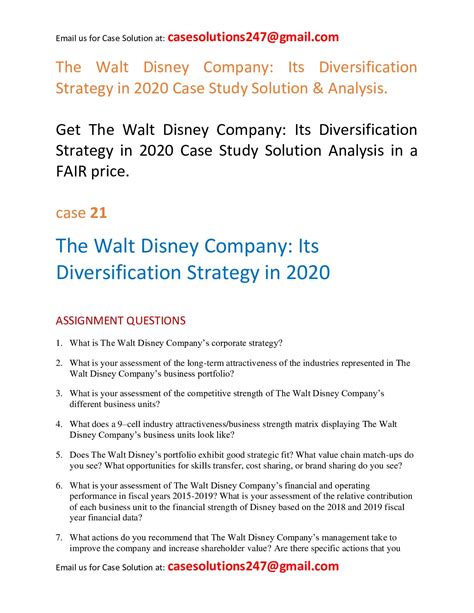Read Walt Disney Company Case Analysis 