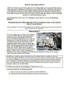 War Of 1812 Dbq Answer Key