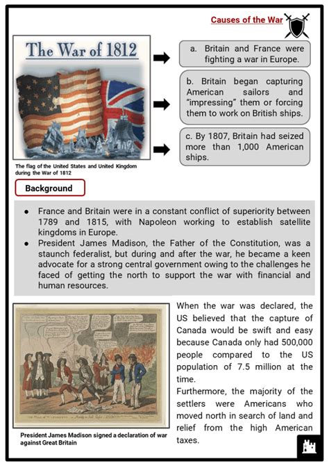War Of 1812 Lesson Plan Activity Teaching Worksheet The War Of 1812 Worksheet Answers - The War Of 1812 Worksheet Answers