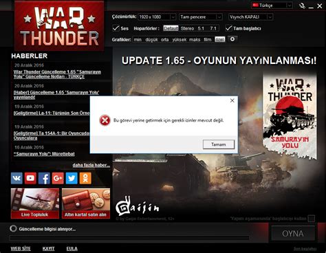 war thunder açılmıyors