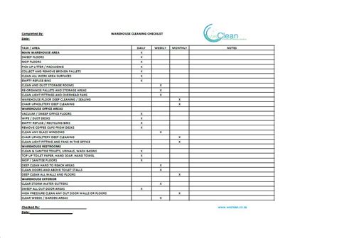 Warehouse Cleaning Checklist
