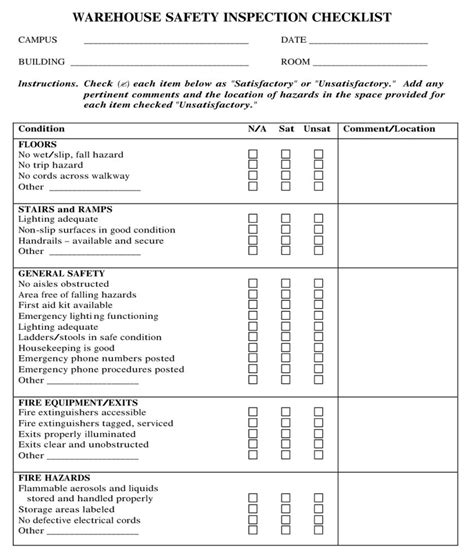 Warehouse Daily Checklist
