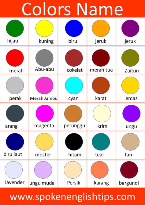 Warna  107 Nama Nama Warna Dalam Bahasa Inggris Dan - Warna