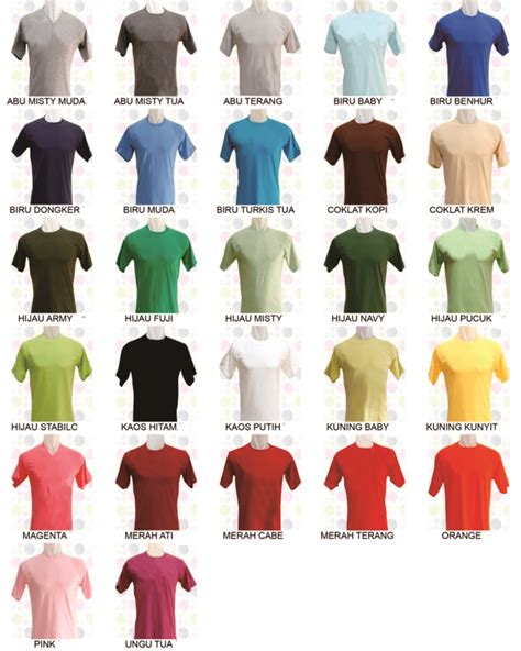 Warna Kaos  12 Rekomendasi Warna Kaos Polos Yang Bagus Terbaru - Warna Kaos
