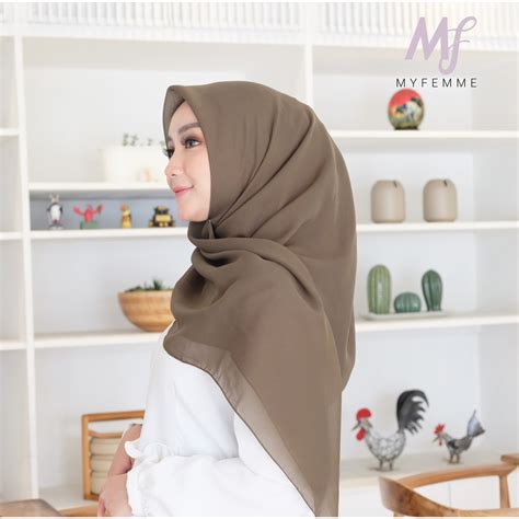 Warna Khaki Hijab  Warna Jilbab Untuk Seragam Khaki Voal Motif - Warna Khaki Hijab