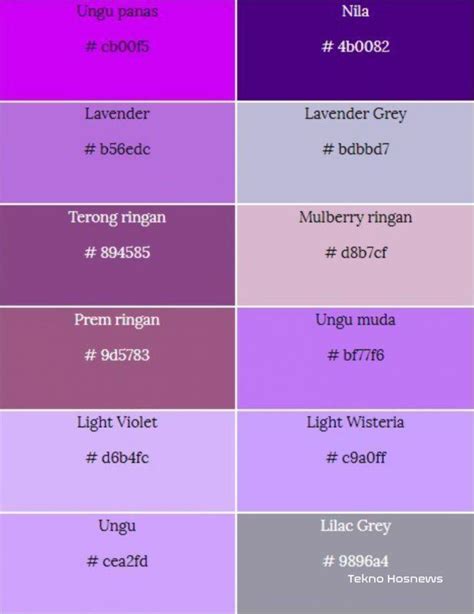 Warna Lavender Seperti Apa  140 Shades Of Purple Color With Names Hex - Warna Lavender Seperti Apa