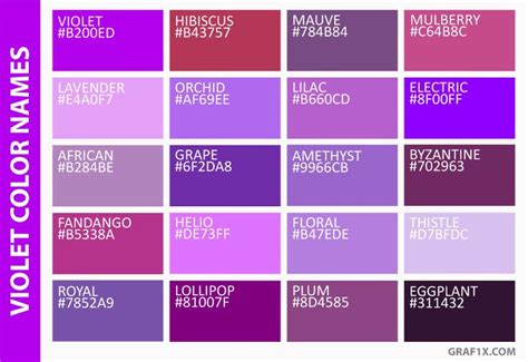 Warna Violet Tua  List Of Colors With Color Names Purple Color - Warna Violet Tua