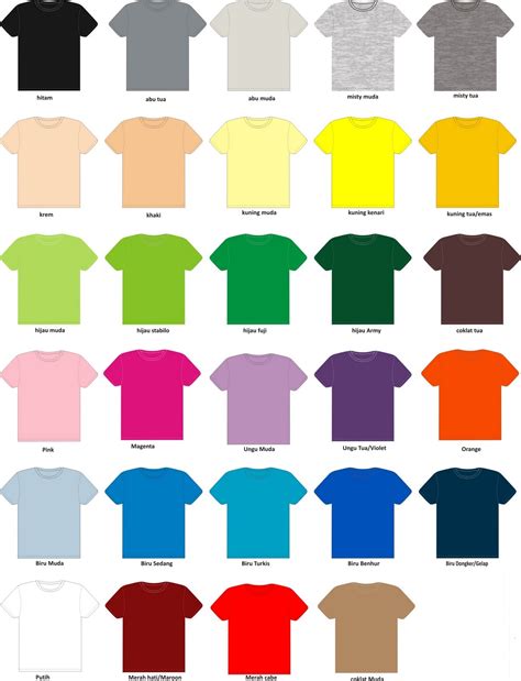 warna warna baju kaos