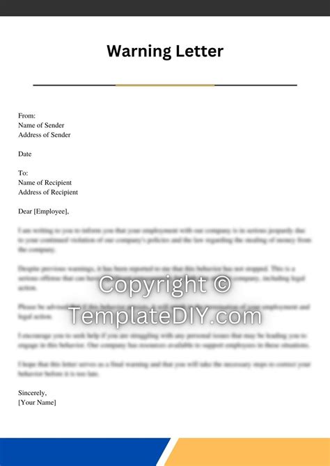 Warning Letter For Stealing