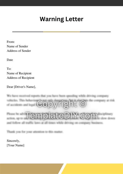 warning letter to driver for careless driving