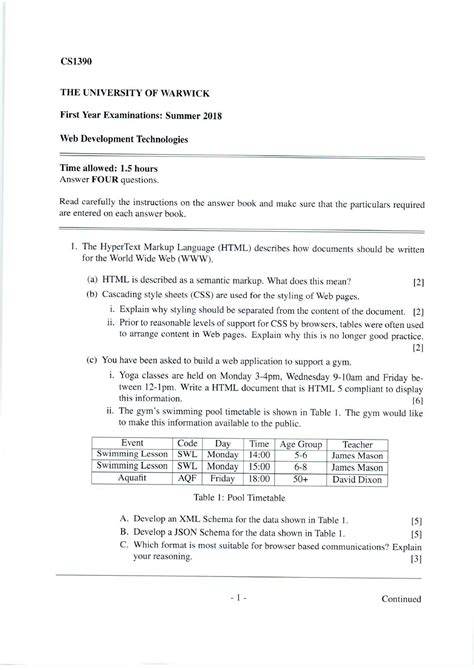 Warwick Uni Past Papers