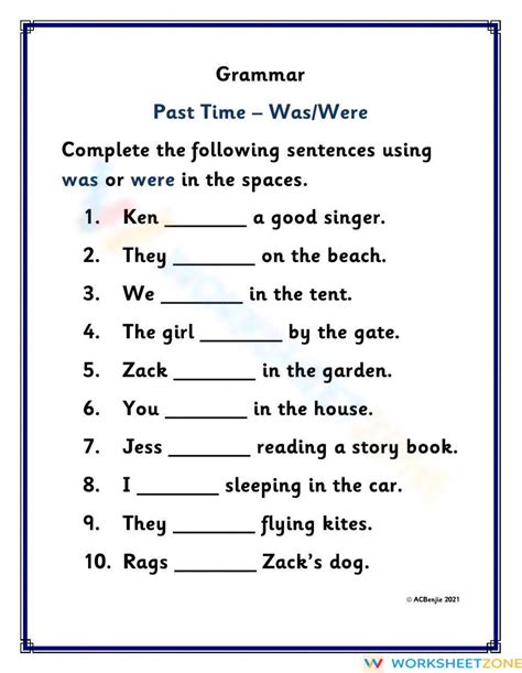 Was And Were Worksheets