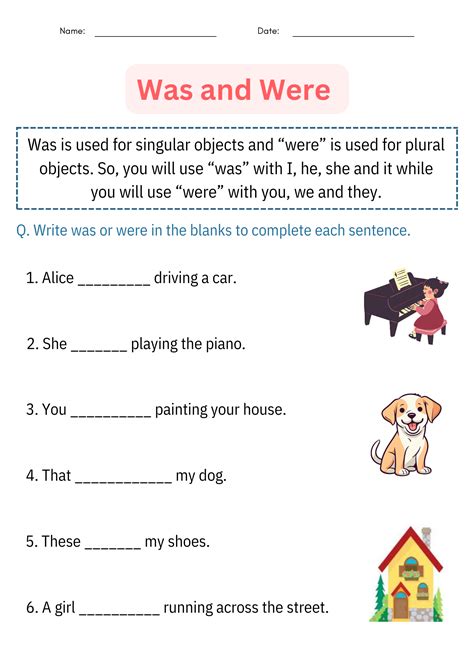 Was Were Worksheet For Class 2