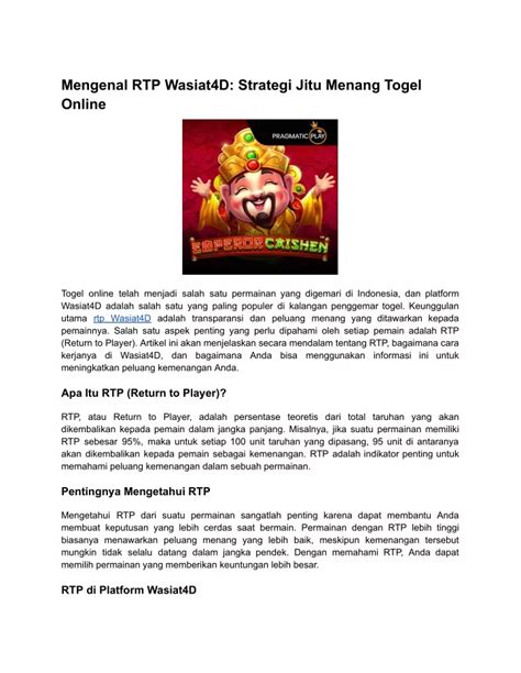 WASIAT4D TOGEL - KEREN 4D High Security On Official And Trusted Sites