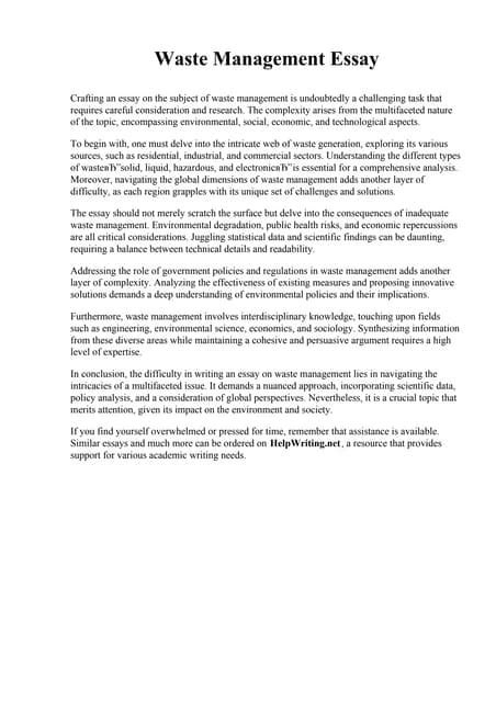 Waste Management Essay