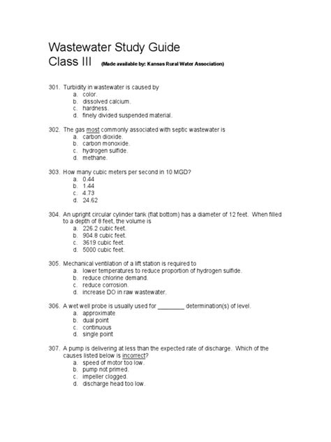 Wastewater Math Study Guide With Answers