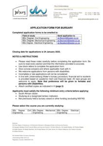 Water Affairs Bursaries Application Forms