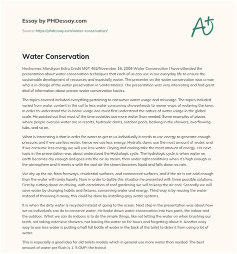 Water Conservation Essay