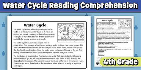 water cycle comprehension passage