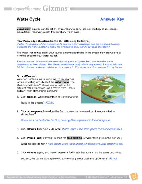 Water Cycle Gizmo Answer Key