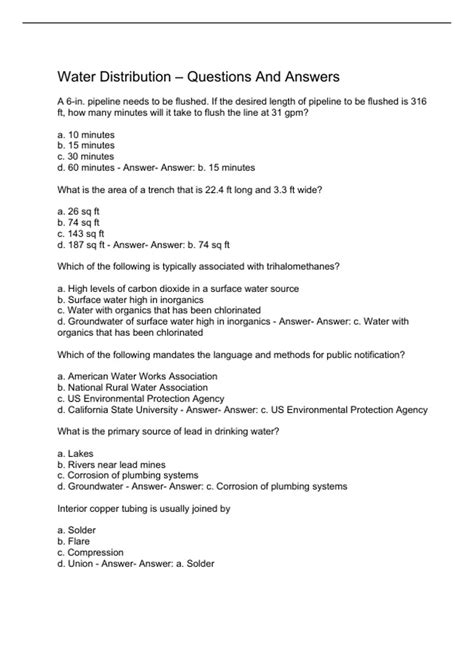water test questions and answers