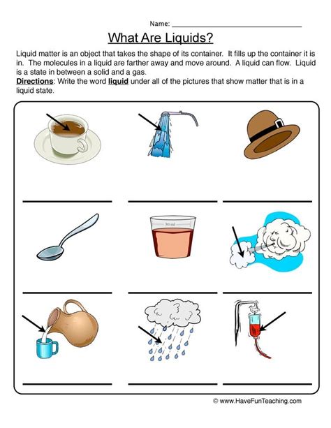 Water Worksheets Properties Of Liquids Worksheet - Properties Of Liquids Worksheet