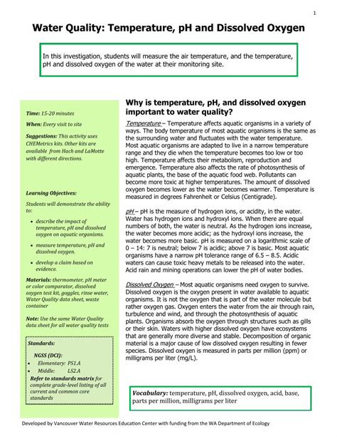 Read Water Quality Temperature Ph And Dissolved Oxygen 