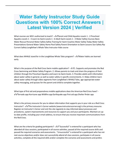 Read Online Water Safety Instructor Study Guide Answers 