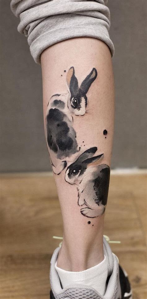 Watercolor Bunny Tattoos
