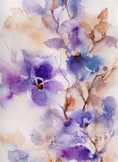 Watercolor Painting Watercolor Purple Flowers Pink Flowers Paintings Of Purple Flowers - Paintings Of Purple Flowers