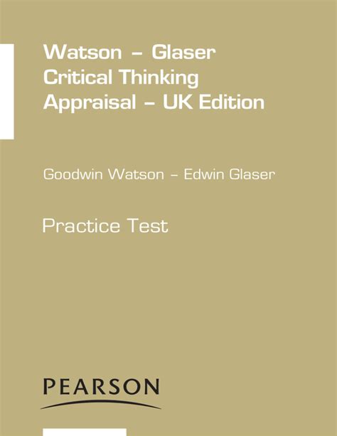 Full Download Watson Glaser Critical Thinking Appraisal Study Guide 