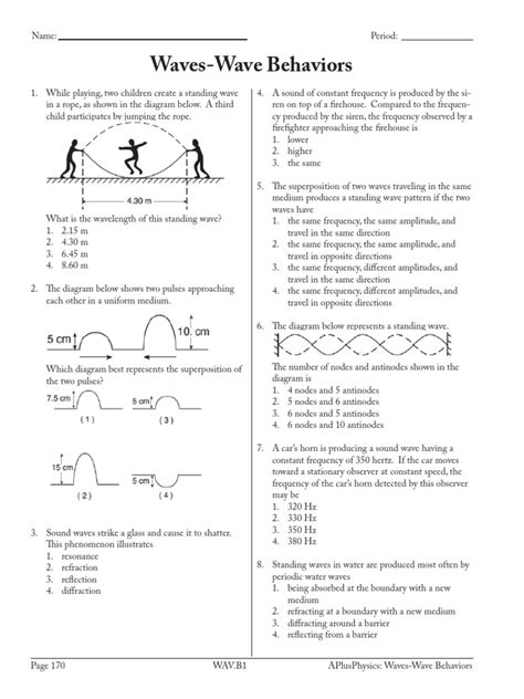 Wave Behavior Worksheet
