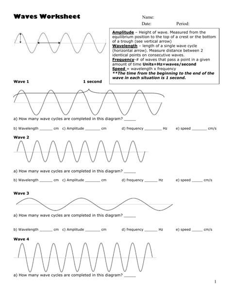Wave Equation Worksheet Answer Key Waves Worksheet Physics Answers - Waves Worksheet Physics Answers