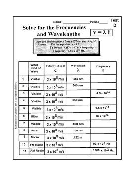 Wavelength Frequency Speed And Energy Teacher Worksheets Wavelength Frequency And Energy Worksheet Answers - Wavelength Frequency And Energy Worksheet Answers