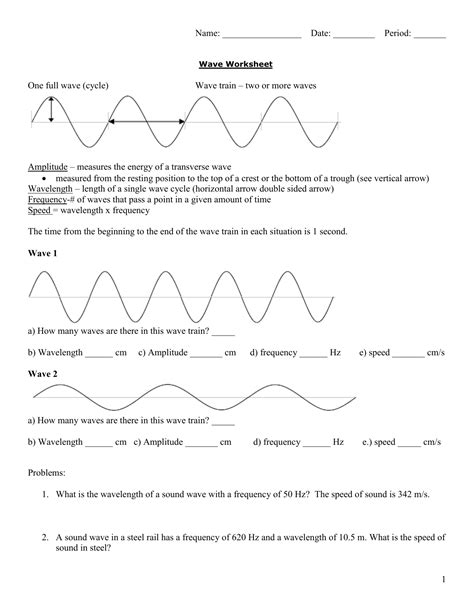 Waves 1 Worksheet Live Worksheets Waves Physics Worksheet Answers - Waves Physics Worksheet Answers