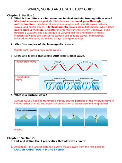 Waves Sound And Light Study Guide Answers