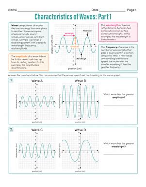 Waves Wave Characteristics Answer Key
