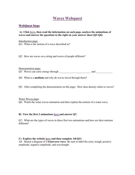 Waves Webquest Answer Key