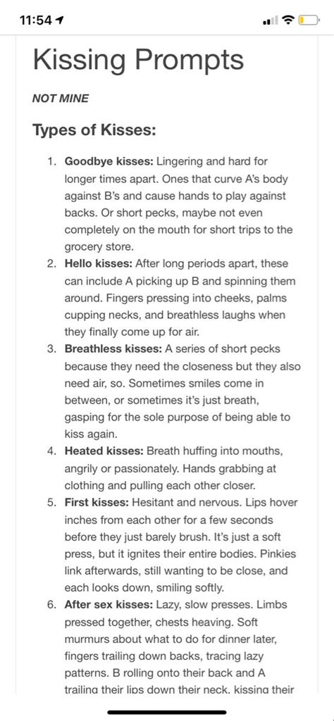 ways to describe kissing in writing exercises