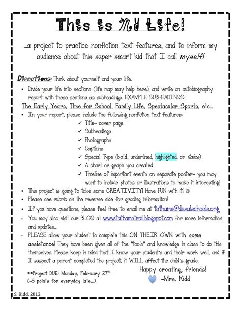 ways to write kids autobiography